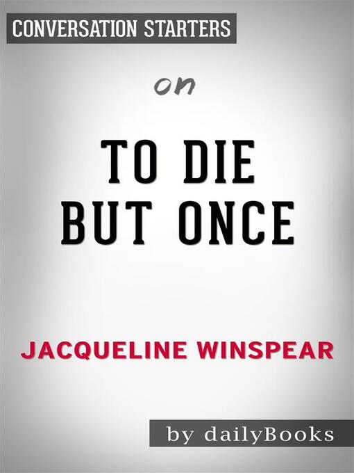 to die but once jacqueline winspear