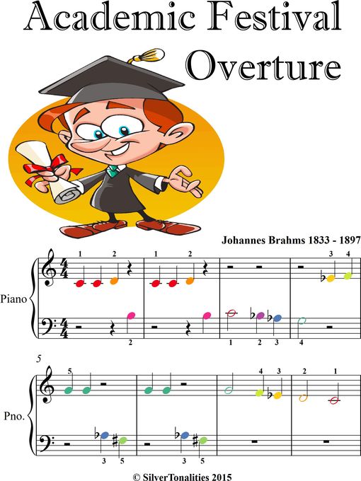 Academic Festival Overture Beginner Piano Sheet Music with Colored Notes -  Westchester Library System - OverDrive